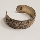 Vintage S Kirk And Son Sterling Silver Etched Floral Cuff Bracelet Mono