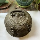 Antique Round Brass Indian Chapati Box 8 5    Diameter 5    Height
