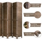 6 Panel Wood Room Divider  Privacy Wall Divider Folding Wood Screen Panel  Brown
