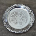 Vintage Coasters Silver Set Of 2 Etched Scalloped Made In Italy Small 4  Trinket
