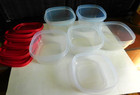 Lot Of 6 Rubbermaid Squares-3  5  7 Cups Storage Containers -6 Red Lids