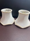 Vintage White Scalloped Edge Twisted Fabric Clip On Lamp Shade 4 X 5 Inch Pair