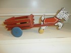 Vintage Wheaten Scottish Terrier  scottie Dog Old Rolling Wooden Wagon Cart Toy