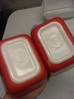 5 Vtg Pyrex Refrigerator Dishes And 3 Lids 2-amish 3-red  Lids Have Chips Usa Ma