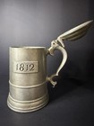 Vintage 1812 Lidded Pewter Style Tankard Stein Mug Historical Decor