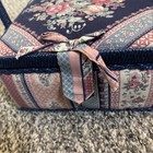 Vintage Floral Wicker   Fabric Sewing Basket Box W handle With Contents