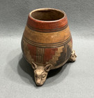 Old   Authentic  Pre-columbian Nicoya Polychrome Tripod Vessel