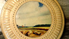 Vintage Tin Round Stove Pipe Chimney Flue Cover W  Farm Scene - 8 25 