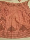 Vintage Christmas Holiday Half Waist Homemade Apron Retro Red Embroidered Trees