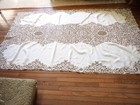 Antique Needle   Tape Lace Tablecloth Richelieu Cutwork Monogram Heirloom Italy