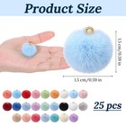 50pcs Pom Poms Keychain Charms  25 Colors Fluffy Faux Fur Pompom Ball