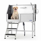 Pet Tub 46 Inch Stainless Steel Dog With Stair Left Door 201 Brushed Grooming