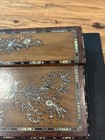 Vintage Portable Traveling Walnut Sloped Writing Desk Mother Of Pearl Inlay