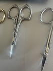 Lot Of 3 Embroidery Scissors Made In Germany Vintage Rare Leather Case