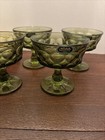 Vtg Set 6  Noritake Perspective Avocado Green Sorbet Sherbet Champagne Glasses