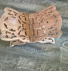 Vintage Carved Wooden Folding Cook Book Bible Stand Holder Intricate Leaf Design