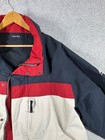 Vintage Nautica Reversible Jacket Men s Xl  Blue White Red With Packable Hood 