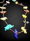 Vintage Zuni Fetish Necklace 31    Stone Animal Carvings 20 Totems Heishi Sterling