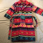 Vintage 90s Southwestern Aztec Juana Hammacher Schlemmer Cotton Bath Robe