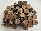 Lot Of 38 Brown Beige Silk Vintage Thread Wooden Spools Clark   s Rico   s Etc 