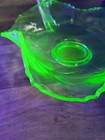 Uranium Vaseline Strawberry Glass Dish Tray With Handle   Patterns Vintage 