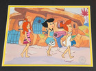 1980s Flintstones Production Cel Of Wilma  Betty   Pebbles With Seal   Framed