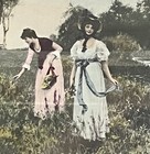 Vintage  fragrant Fields  Old World Prints Victo Ladies Swans 18  X 16 