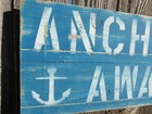 10  X 24 Inch Wood  anchors Away  Sign Nautical Seafood   s844 