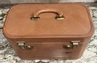 Skyway Vintage 1960s Train Case Makeup Travel Cosmetic Luggage Cocoa Brown 