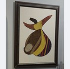 Handmade Sufi Dervish Textile Wall Art Framed 70x50 Turkish Fabric Collage Boho