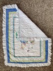 Vintage Garden Bunny Rabbit Quilted Eyelet Baby Crib Quilt Blanket Htf 