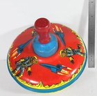 Vintage 6  Spinning Top Tin Rocket Spaceship   Astronaut Toy  circa 1960s 