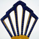 Vintage Celluloid Hair Comb Faux Tortoise Shell With Sparkling Blue Rhinestones