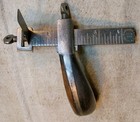 Early C S Osborne Iron Frame Wooden Grip Leather Draw Gage Or Gauge Working Tool