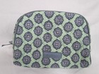 Quilted Vera Bradley Cosmetic  Toiletry  Makeup Bag Green   Gray Floral Pattern