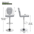 Set Of 2 Grey Modern Bar Stool Adjustable Swivel Leather Seat Gaming Chair Style
