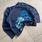 Eddie Bauer Womens Xl Navy Blue Floral Graphic Cotton Long Sleeve Tee Shirt