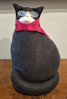 Vtg 1990 Bonnie Sewell Designs Chelsie Cat Blk   White Felt Shelf-sitter 13 