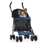 Folding Dog Stroller Adjustable Canopy Pet Travel Carrier W foot Activated Lock