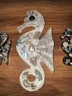3 Vintage Sea Horse Mcm Lucite Resin Wall Art Abalone Set Mother Pearl Decor