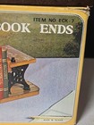 2 Vintage Enesco 1970 s School Daze Antique Classroom Desk Bookends Wood   Iron