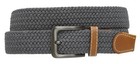 Gray Silver Rectangle Buckle Woven Elastic Stretch Belt 1 25 Wide Casual Unisex