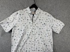 Huk Kona Fishing Shirt Mens L Gray Aop Beach Stretch Short Sleeve Button Down