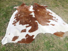New Large Brown   White Spoted Cowhide Rug Natural Cowhides Cow Hide Skin 6x6 Ws