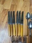 Lot Us Cutlery Co 1930s Art Deco Butterscotch Bakelite Flatware Mixed Silverware