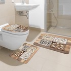 4 Pcs Rustic Floral Flower Complete Bathroom Set Shower Curtain And Rugs 72wx72h