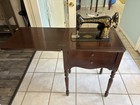 Antique  Pre- 1930 Red Eye Singer Sewing Machine W  Ornate Wooden Cabinet  Table