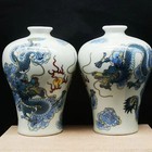 A Pair Of Exquisite Chinese Blue And White Porcelain Dragon Patterned Vases