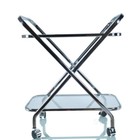 Modern Shape Tea Wine Coffe Dinner Bar Cart Glass Bottom Durable Chrome Frame 