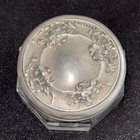 Antique Sterling Silver Art Nouveau Glass Vanity Dresser Jar Repouss  